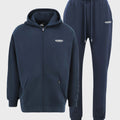 Oversized Kledingstuk Geverfd Rits Trainingspak Navy Blue